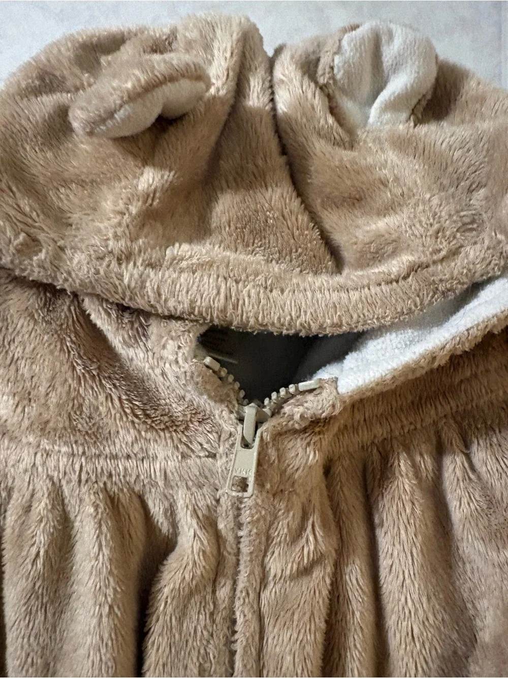 Gymboree Plush Teddy Hooded Jacket - Beige
